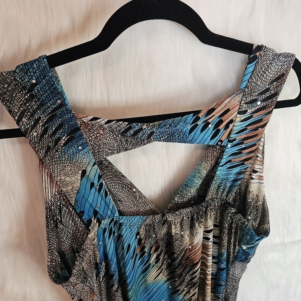 Touch Express Aqua Sparkle Twist-Back Mini Party Dress - Picture 6 of 7